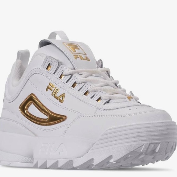 Fila shoes white with gold Clearance